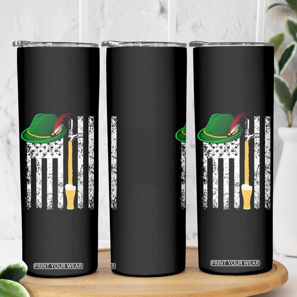 Funny German Beer Skinny Tumbler Oktoberfest Vintage American Flag Alpine hat TS11 Print Your Wear