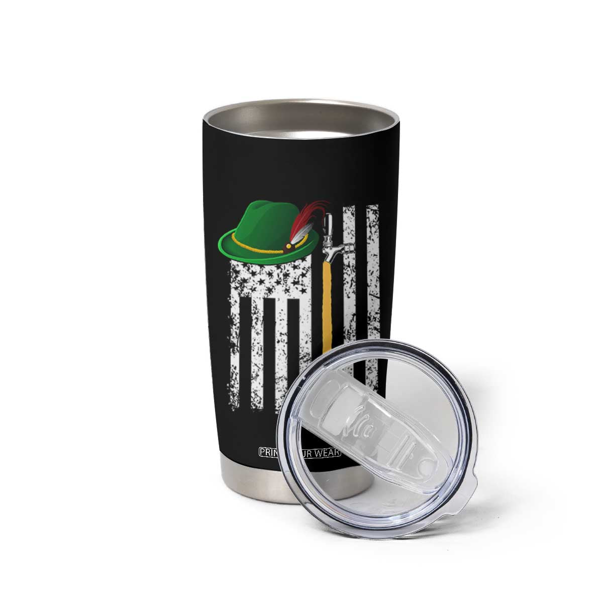 Funny German Beer Tumbler Cup Oktoberfest Vintage American Flag Alpine hat TS11 Print Your Wear