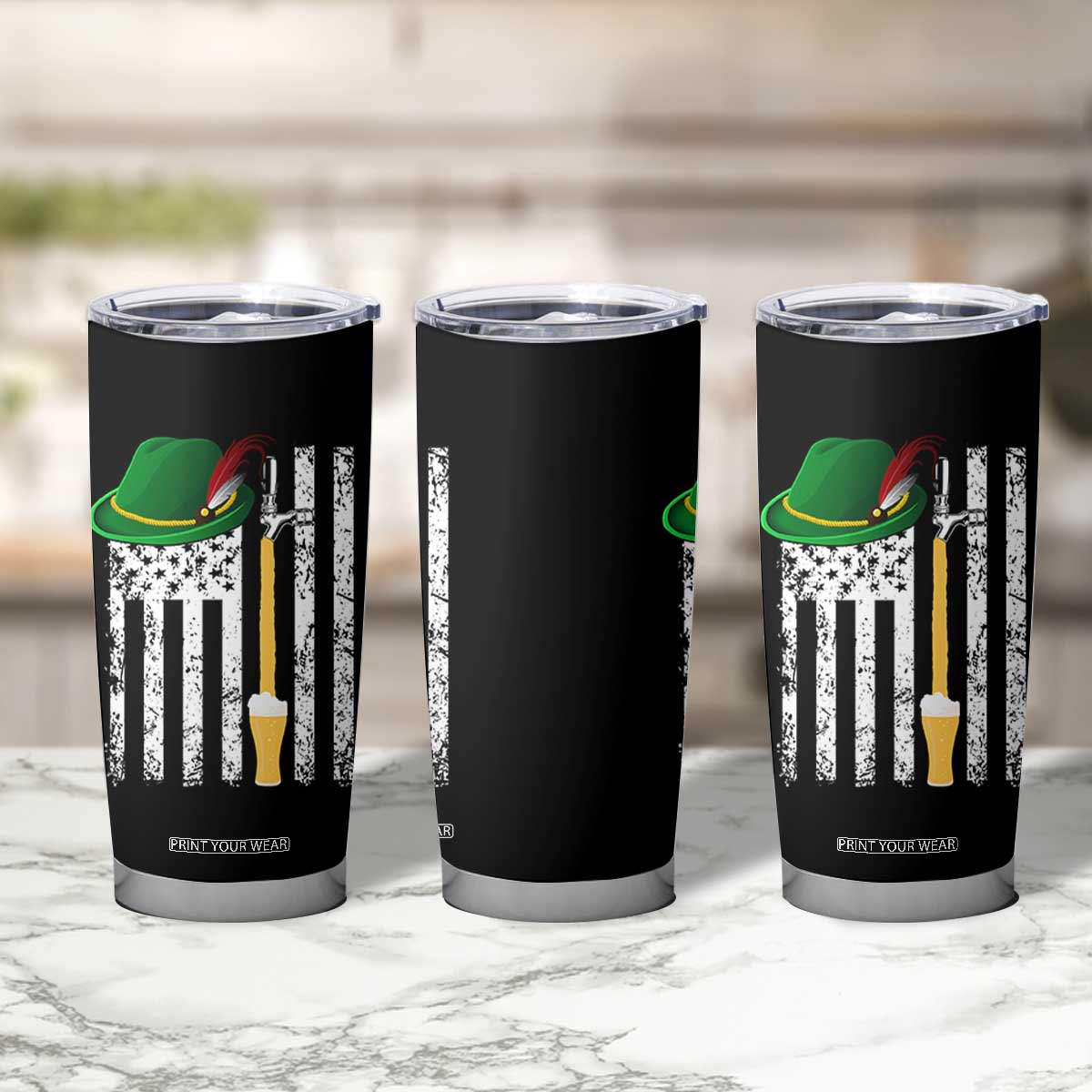 Funny German Beer Tumbler Cup Oktoberfest Vintage American Flag Alpine hat TS11 Print Your Wear