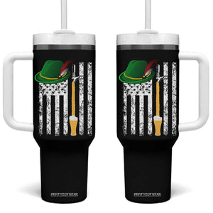 Funny German Beer Tumbler With Handle Oktoberfest Vintage American Flag Alpine hat TS11 One Size: 40 oz Black Print Your Wear