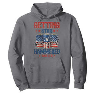 Funny Getting Star Spangled Hammered Since 1776 Hoodie 4th of July Beers American Flag TS11 Charcoal Print Your Wear