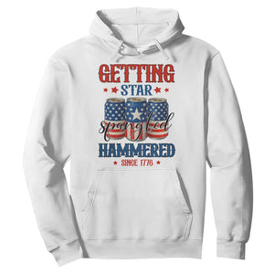 Funny Getting Star Spangled Hammered Since 1776 Hoodie 4th of July Beers American Flag TS11 White Print Your Wear