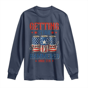 Funny Getting Star Spangled Hammered Since 1776 Long Sleeve Shirt 4th of July Beers American Flag TS11 Navy Print Your Wear