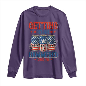 Funny Getting Star Spangled Hammered Since 1776 Long Sleeve Shirt 4th of July Beers American Flag TS11 Purple Print Your Wear