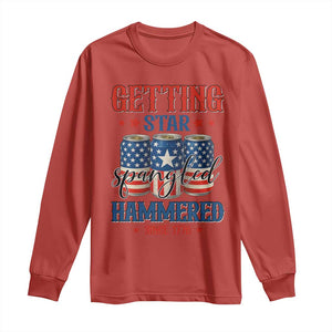 Funny Getting Star Spangled Hammered Since 1776 Long Sleeve Shirt 4th of July Beers American Flag TS11 Red Print Your Wear