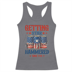 Funny Getting Star Spangled Hammered Since 1776 Racerback Tank Top 4th of July Beers American Flag TS11 Charcoal Print Your Wear