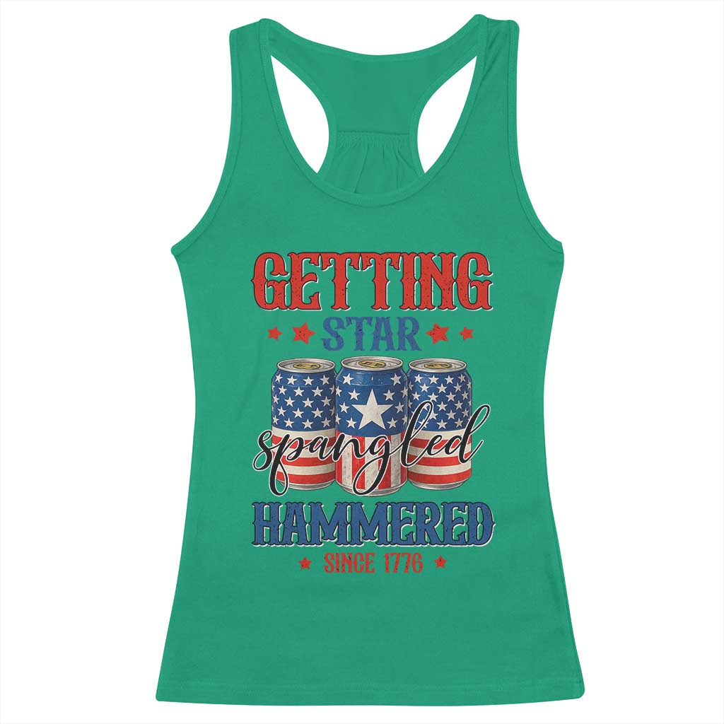 Funny Getting Star Spangled Hammered Since 1776 Racerback Tank Top 4th of July Beers American Flag TS11 Irish Green Print Your Wear