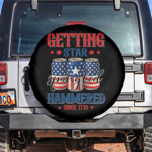 Funny Getting Star Spangled Hammered Since 1776 Spare Tire Cover 4th of July Beers American Flag TS11 No hole Black Print Your Wear