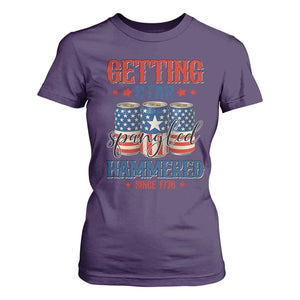 Funny Getting Star Spangled Hammered Since 1776 T Shirt For Women 4th of July Beers American Flag TS11 Purple Print Your Wear
