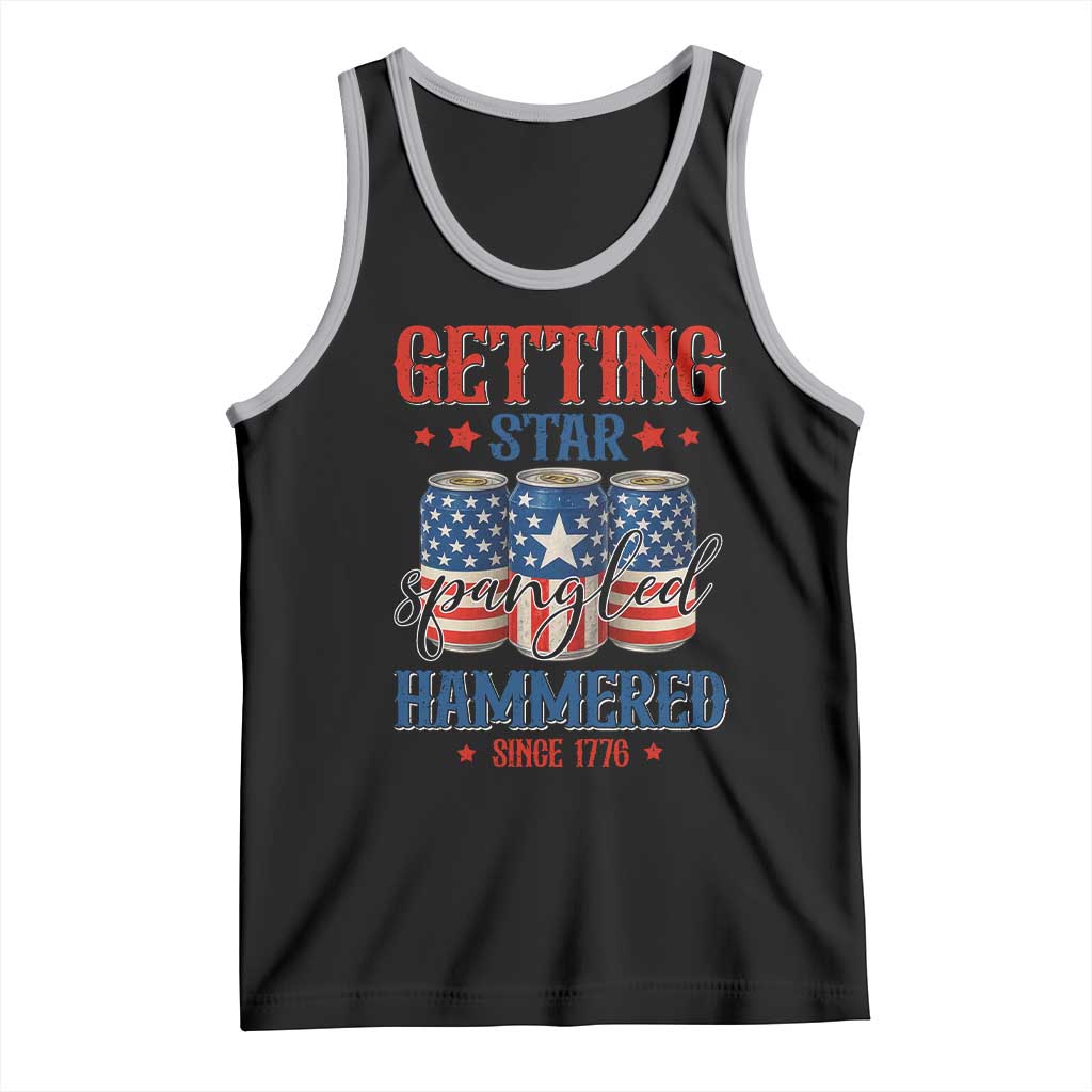 Funny Getting Star Spangled Hammered Since 1776 Tank Top 4th of July Beers American Flag TS11 Black Athletic Heather Print Your Wear