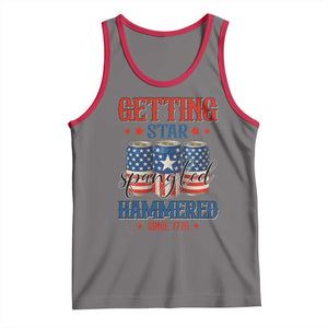 Funny Getting Star Spangled Hammered Since 1776 Tank Top 4th of July Beers American Flag TS11 Deep Heather Red Print Your Wear