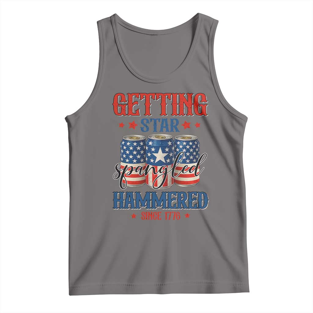 Funny Getting Star Spangled Hammered Since 1776 Tank Top 4th of July Beers American Flag TS11 Deep Heather Print Your Wear