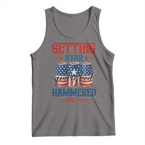 Funny Getting Star Spangled Hammered Since 1776 Tank Top 4th of July Beers American Flag TS11 Deep Heather Print Your Wear