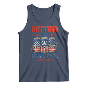 Funny Getting Star Spangled Hammered Since 1776 Tank Top 4th of July Beers American Flag TS11 Navy Print Your Wear