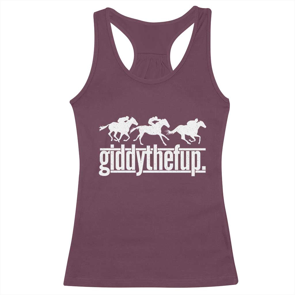 Funny Giddythefup Derby Day Racerback Tank Top Vintage Giddy Up Horse Racing TS11 Print Your Wear