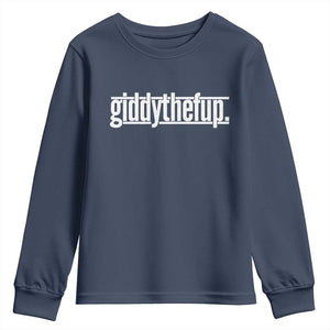 Funny Giddythefup Derby Day Youth Sweatshirt Derby Giddy Up Horse Racing TS11 Navy Print Your Wear