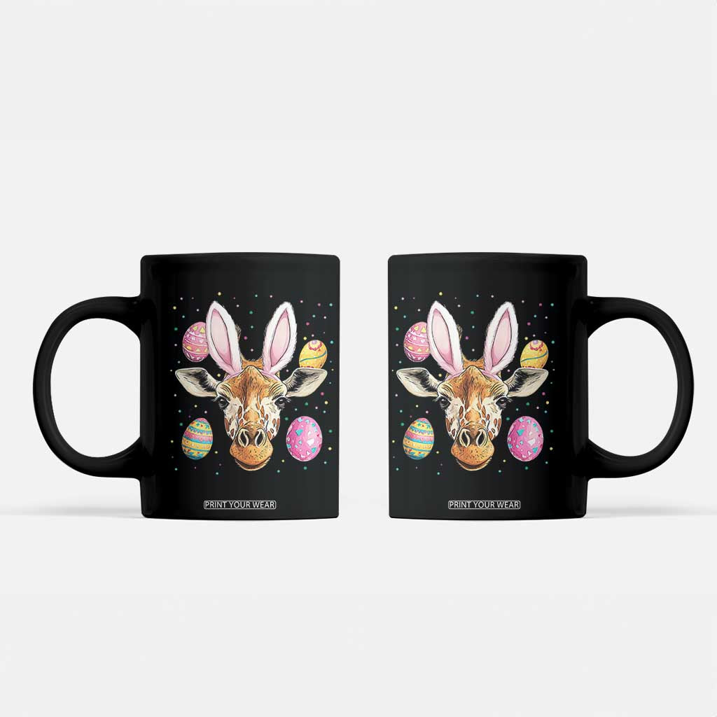 Funny Giraffe Bunny Coffee Mug Happy Easter Day Sunday TS02 Black Print Your Wear