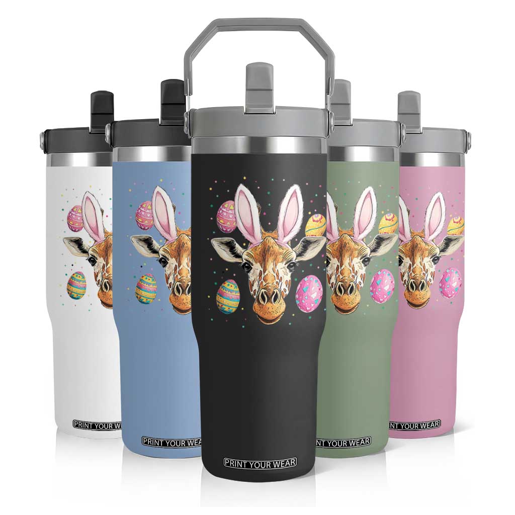 Funny Giraffe Bunny Flip Straw Tumbler Happy Easter Day Sunday TS02 Print Your Wear