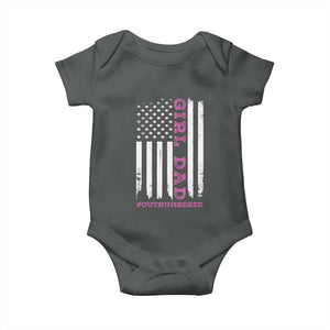Funny Girl Dad Outnumbered Baby Onesie Vintage American Flag Father's Day TS11 Dark Heather Print Your Wear