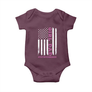 Funny Girl Dad Outnumbered Baby Onesie Vintage American Flag Father's Day TS11 Maroon Print Your Wear