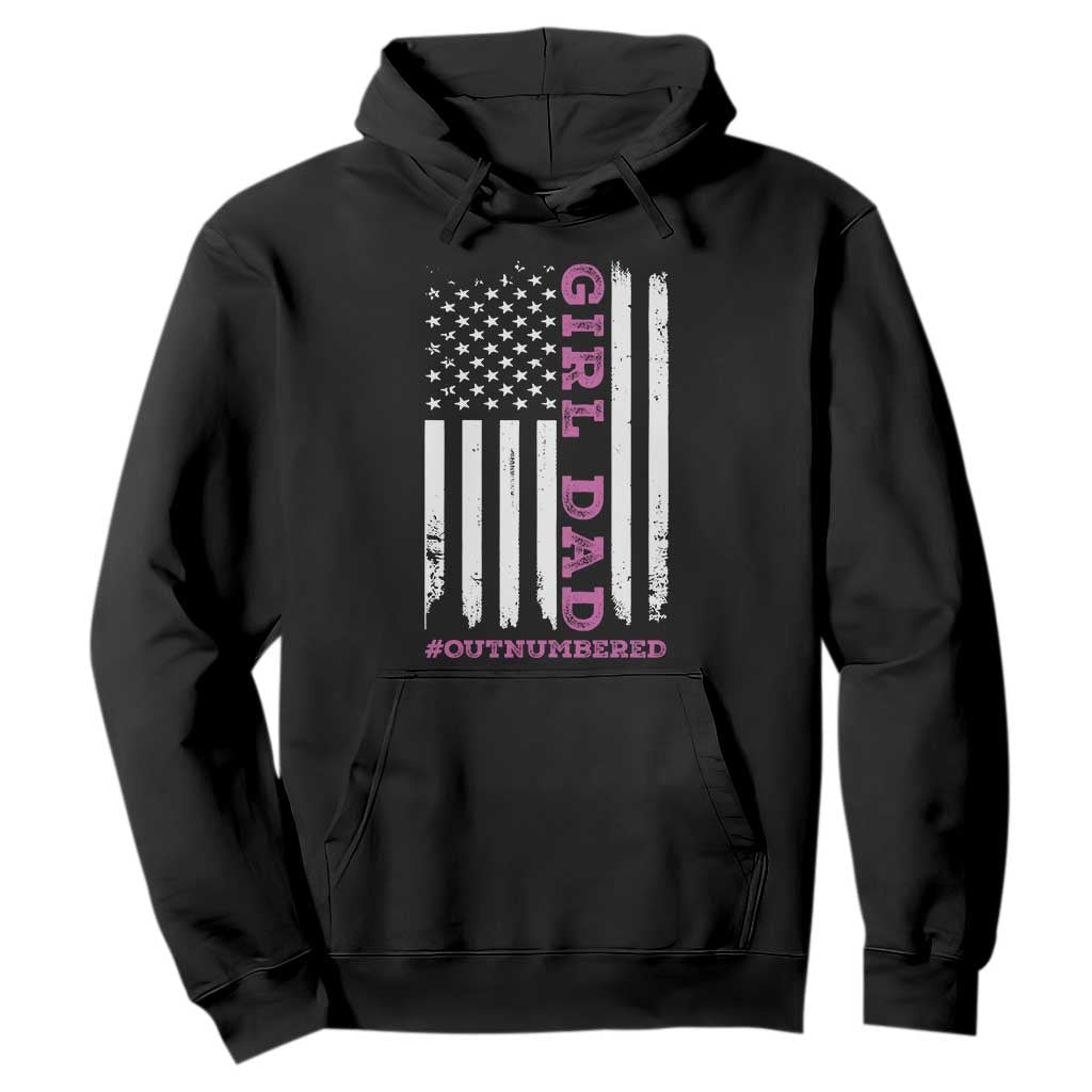 Funny Girl Dad Outnumbered Hoodie Vintage American Flag Father's Day TS11 Black Print Your Wear