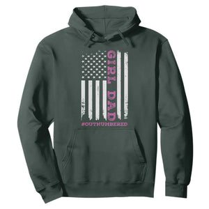 Funny Girl Dad Outnumbered Hoodie Vintage American Flag Father's Day TS11 Dark Forest Green Print Your Wear