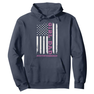 Funny Girl Dad Outnumbered Hoodie Vintage American Flag Father's Day TS11 Navy Print Your Wear