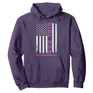 Funny Girl Dad Outnumbered Hoodie Vintage American Flag Father's Day TS11 Purple Print Your Wear