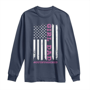 Funny Girl Dad Outnumbered Long Sleeve Shirt Vintage American Flag Father's Day TS11 Navy Print Your Wear