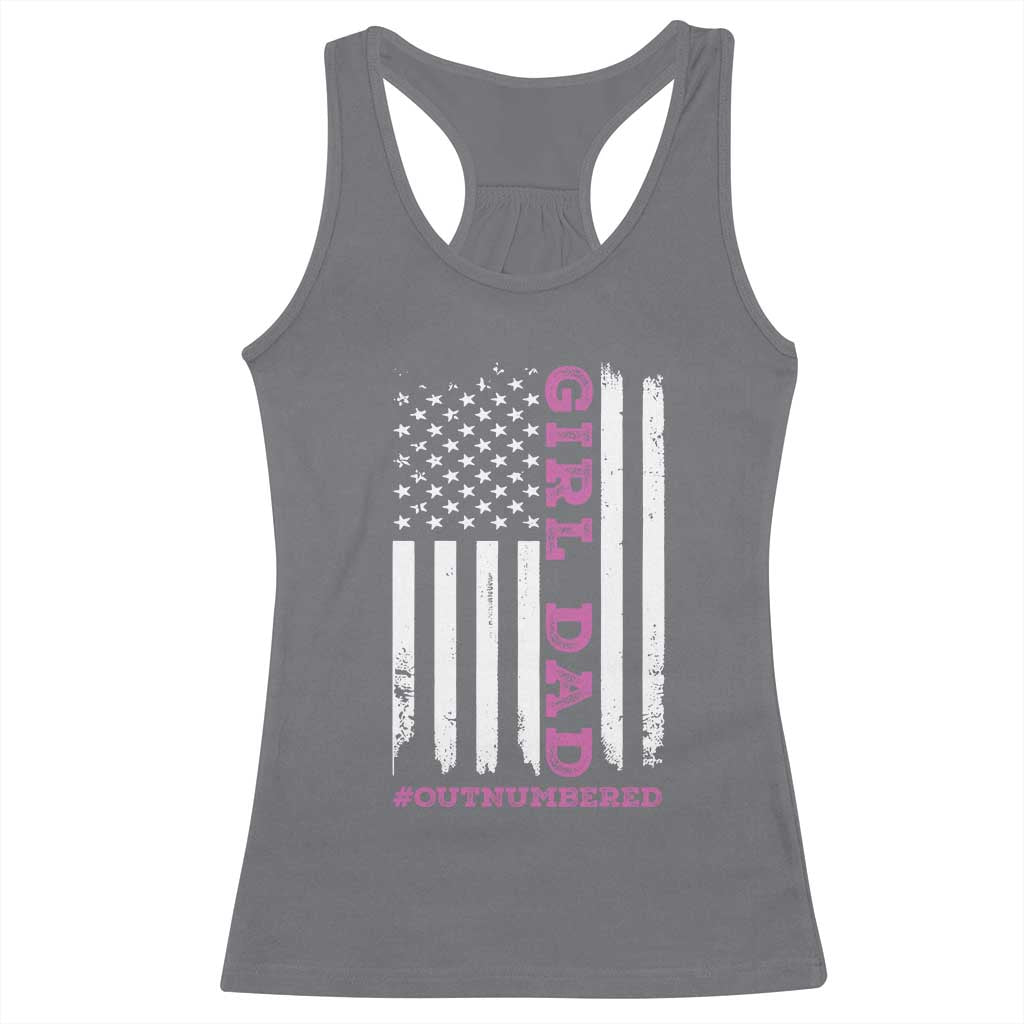 Funny Girl Dad Outnumbered Racerback Tank Top Vintage American Flag Father's Day TS11 Print Your Wear