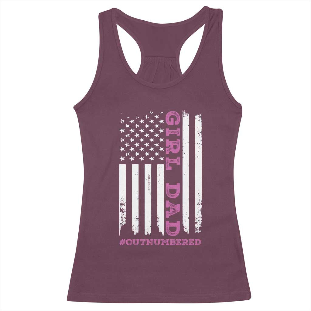 Funny Girl Dad Outnumbered Racerback Tank Top Vintage American Flag Father's Day TS11 Print Your Wear