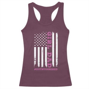 Funny Girl Dad Outnumbered Racerback Tank Top Vintage American Flag Father's Day TS11 Maroon Print Your Wear