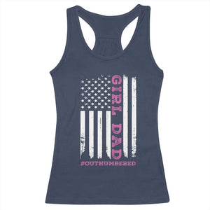 Funny Girl Dad Outnumbered Racerback Tank Top Vintage American Flag Father's Day TS11 Navy Print Your Wear
