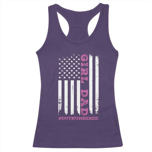 Funny Girl Dad Outnumbered Racerback Tank Top Vintage American Flag Father's Day TS11 Purple Print Your Wear