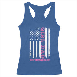 Funny Girl Dad Outnumbered Racerback Tank Top Vintage American Flag Father's Day TS11 Royal Blue Print Your Wear