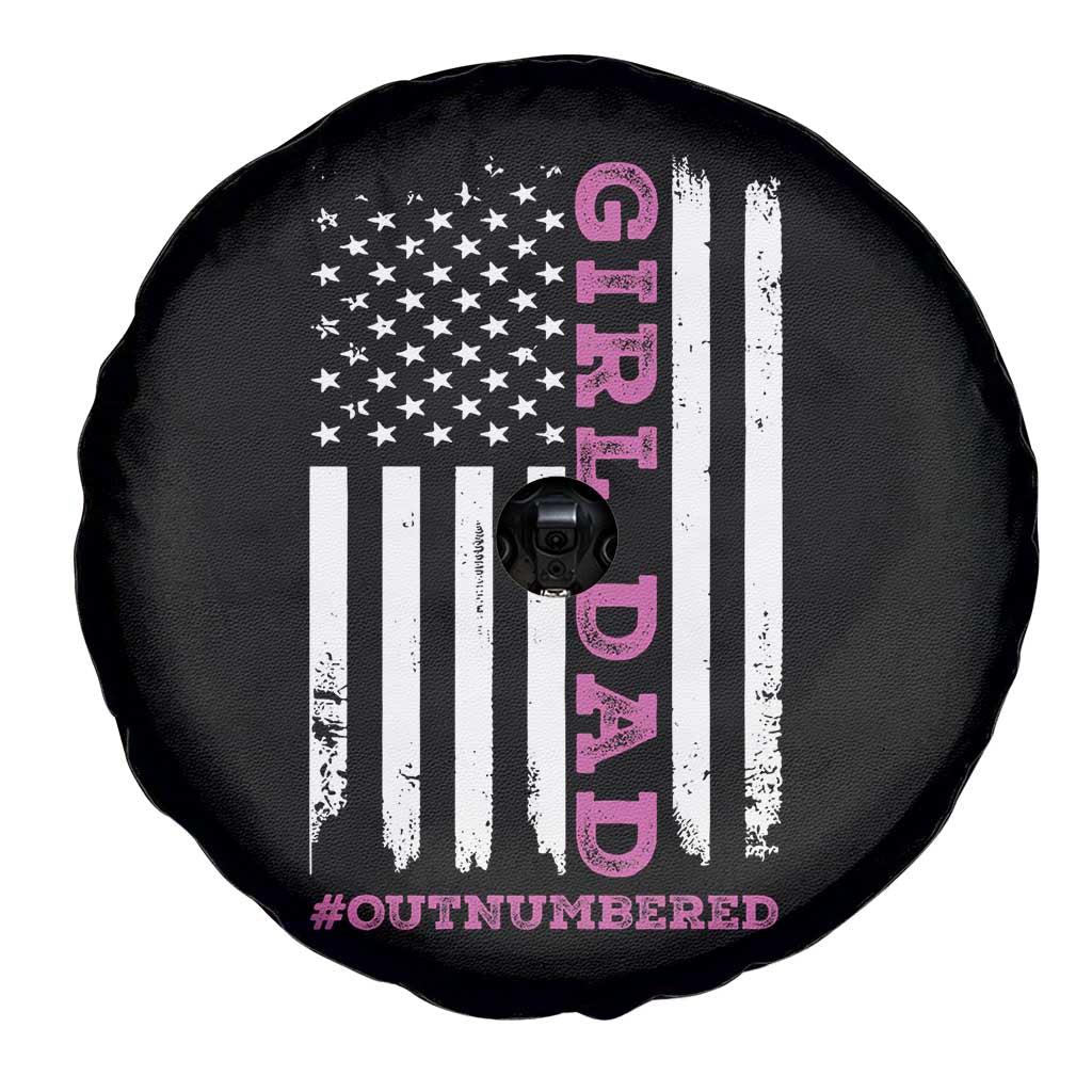 Funny Girl Dad Outnumbered Spare Tire Cover Vintage American Flag Father's Day TS11 Print Your Wear