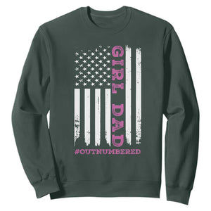 Funny Girl Dad Outnumbered Sweatshirt Vintage American Flag Father's Day TS11 Dark Forest Green Print Your Wear