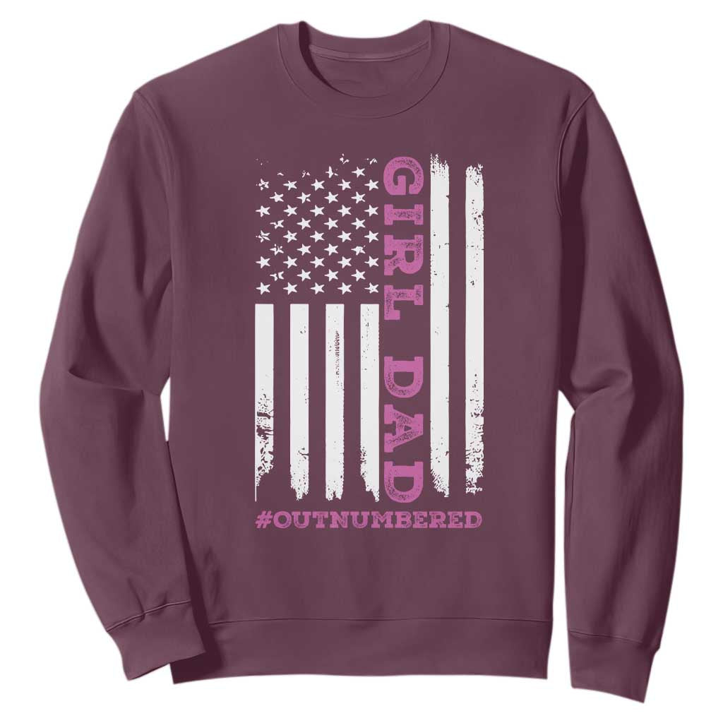 Funny Girl Dad Outnumbered Sweatshirt Vintage American Flag Father's Day TS11 Print Your Wear