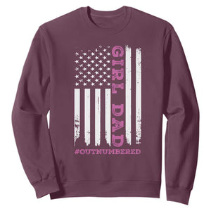 Funny Girl Dad Outnumbered Sweatshirt Vintage American Flag Father's Day TS11 Maroon Print Your Wear