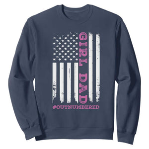 Funny Girl Dad Outnumbered Sweatshirt Vintage American Flag Father's Day TS11 Navy Print Your Wear