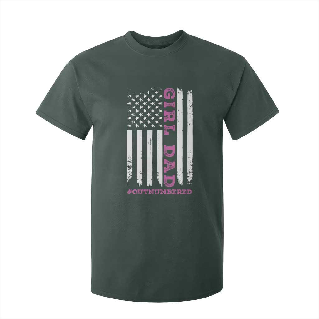Funny Girl Dad Outnumbered T Shirt For Kid Vintage American Flag Father's Day TS11 Print Your Wear