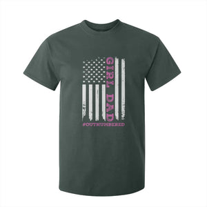 Funny Girl Dad Outnumbered T Shirt For Kid Vintage American Flag Father's Day TS11 Dark Forest Green Print Your Wear