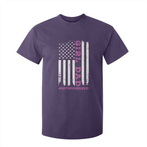 Funny Girl Dad Outnumbered T Shirt For Kid Vintage American Flag Father's Day TS11 Print Your Wear