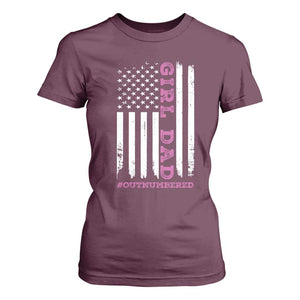 Funny Girl Dad Outnumbered T Shirt For Women Vintage American Flag Father's Day TS11 Print Your Wear