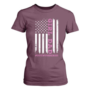 Funny Girl Dad Outnumbered T Shirt For Women Vintage American Flag Father's Day TS11 Maroon Print Your Wear