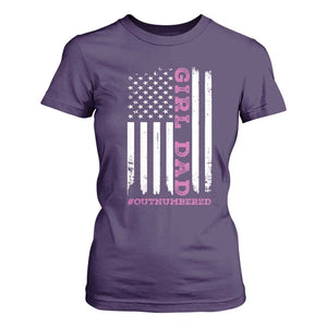 Funny Girl Dad Outnumbered T Shirt For Women Vintage American Flag Father's Day TS11 Purple Print Your Wear