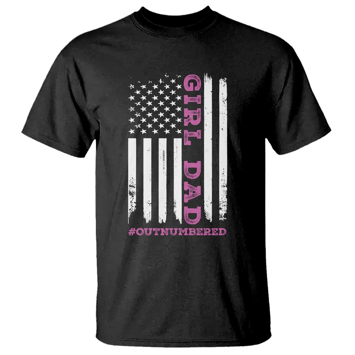 Funny Girl Dad Outnumbered T Shirt Vintage American Flag Father's Day TS11 Black Print Your Wear