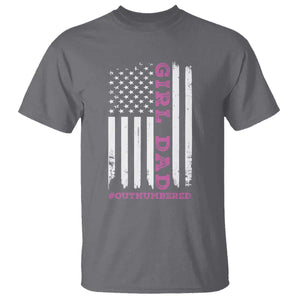 Funny Girl Dad Outnumbered T Shirt Vintage American Flag Father's Day TS11 Charcoal Print Your Wear
