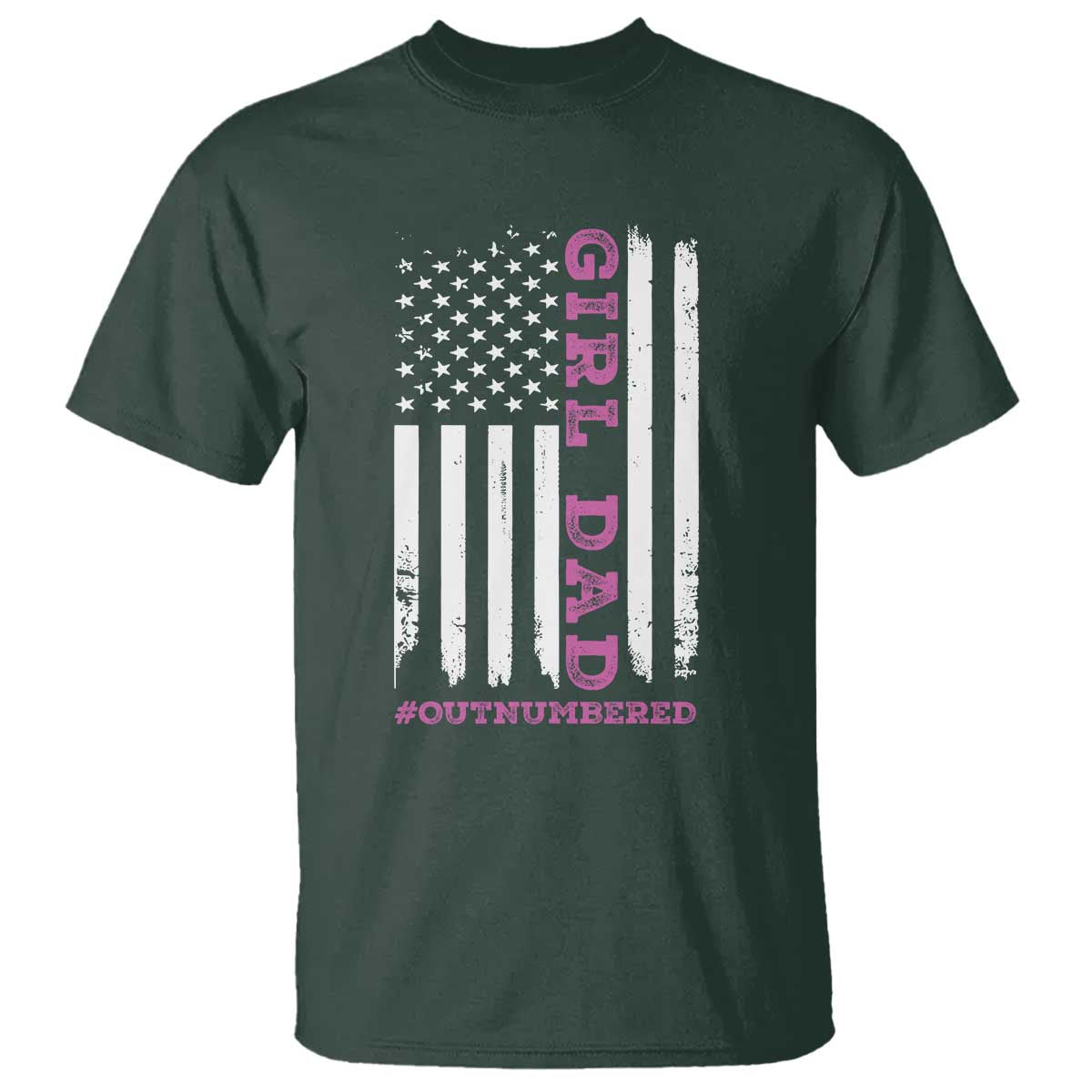 Funny Girl Dad Outnumbered T Shirt Vintage American Flag Father's Day TS11 Print Your Wear