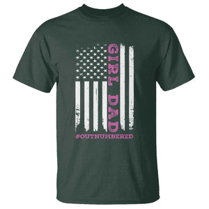 Funny Girl Dad Outnumbered T Shirt Vintage American Flag Father's Day TS11 Dark Forest Green Print Your Wear
